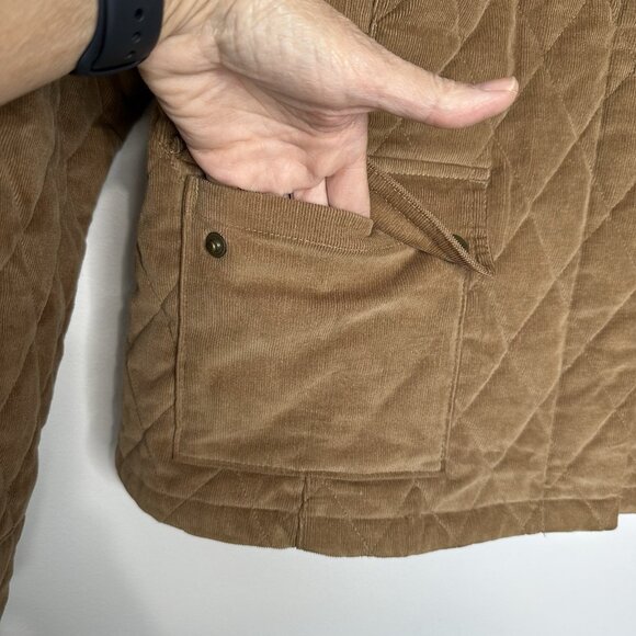 Eddie Bauer Quilted Jacket 2XL Tan Corduroy Barn Chore - Picture 3 of 11